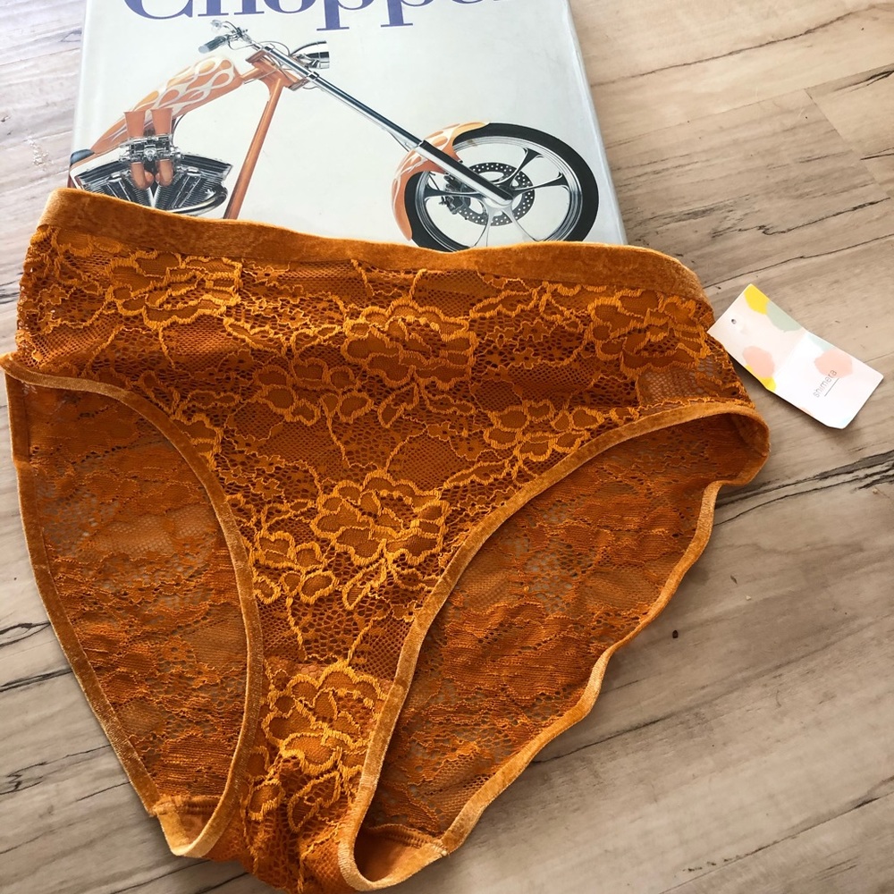 Shimera orange lace and velvet panties high waist